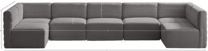 Amelia Grey Velvet Modular Sectional Sec7B