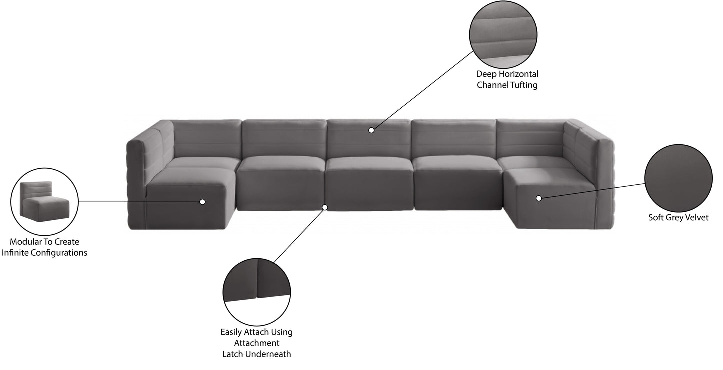 amelia grey velvet modular sectional sec7b