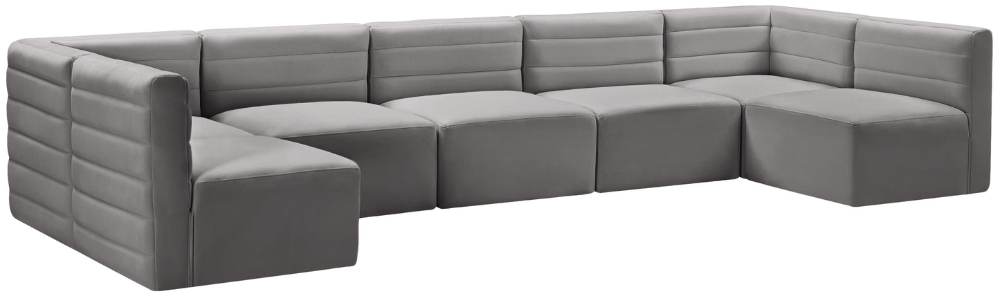 amelia grey velvet modular sectional sec7b