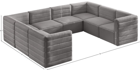 Amelia Grey Velvet Modular Sectional Sec8A