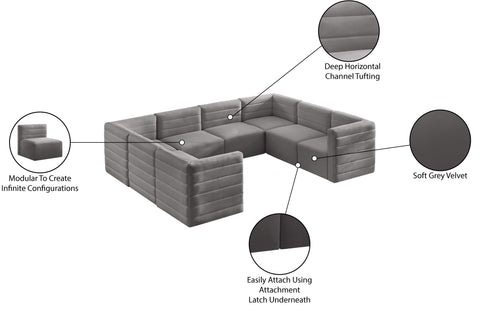 Amelia Grey Velvet Modular Sectional Sec8A