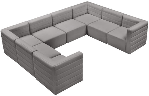 Amelia Grey Velvet Modular Sectional Sec8A