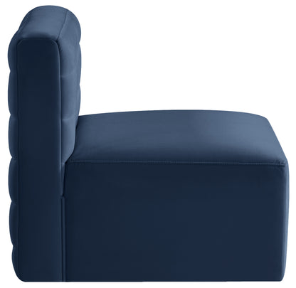 Amelia Navy Velvet Modular Armless Chair Armless