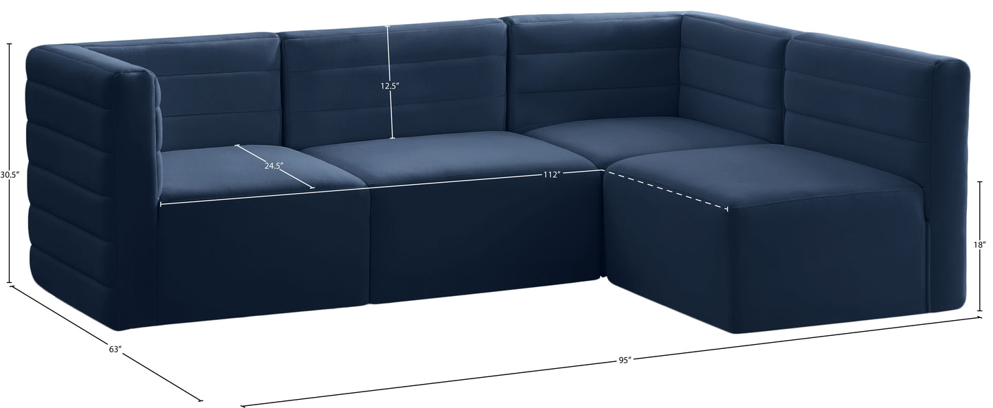 amelia navy velvet modular sectional sec4a