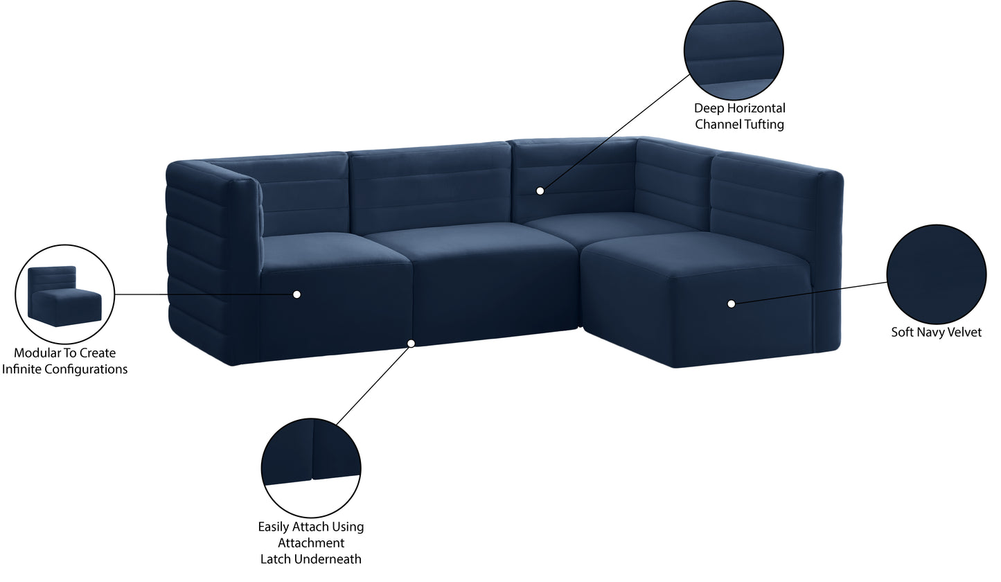 amelia navy velvet modular sectional sec4a