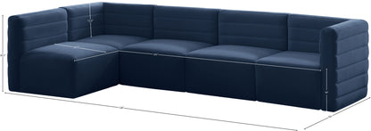 Amelia Navy Velvet Modular Sectional Sec5A