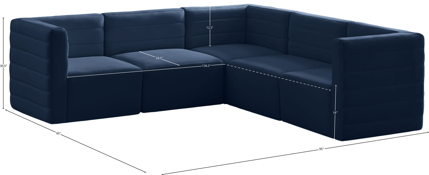 amelia navy velvet modular sectional sec5c