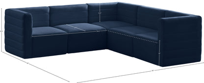 Amelia Navy Velvet Modular Sectional Sec5C