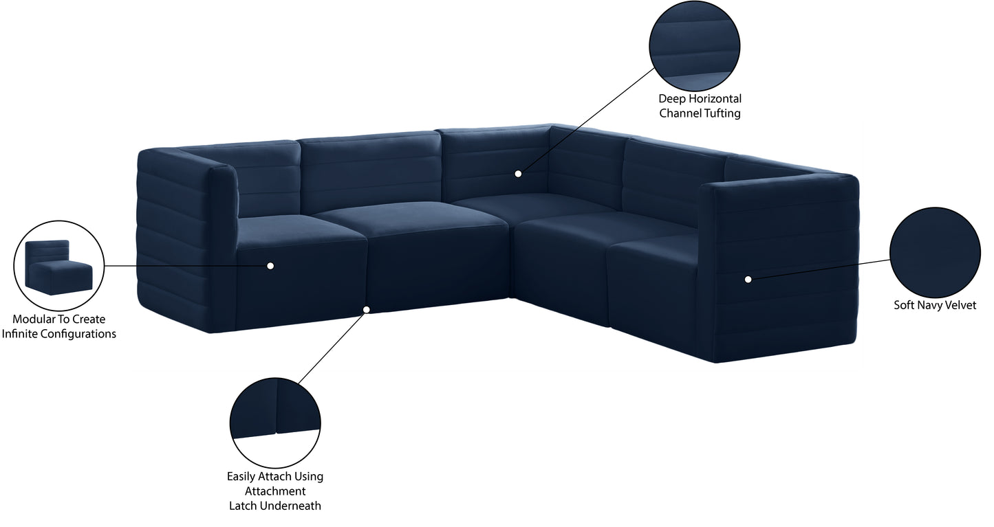 amelia navy velvet modular sectional sec5c