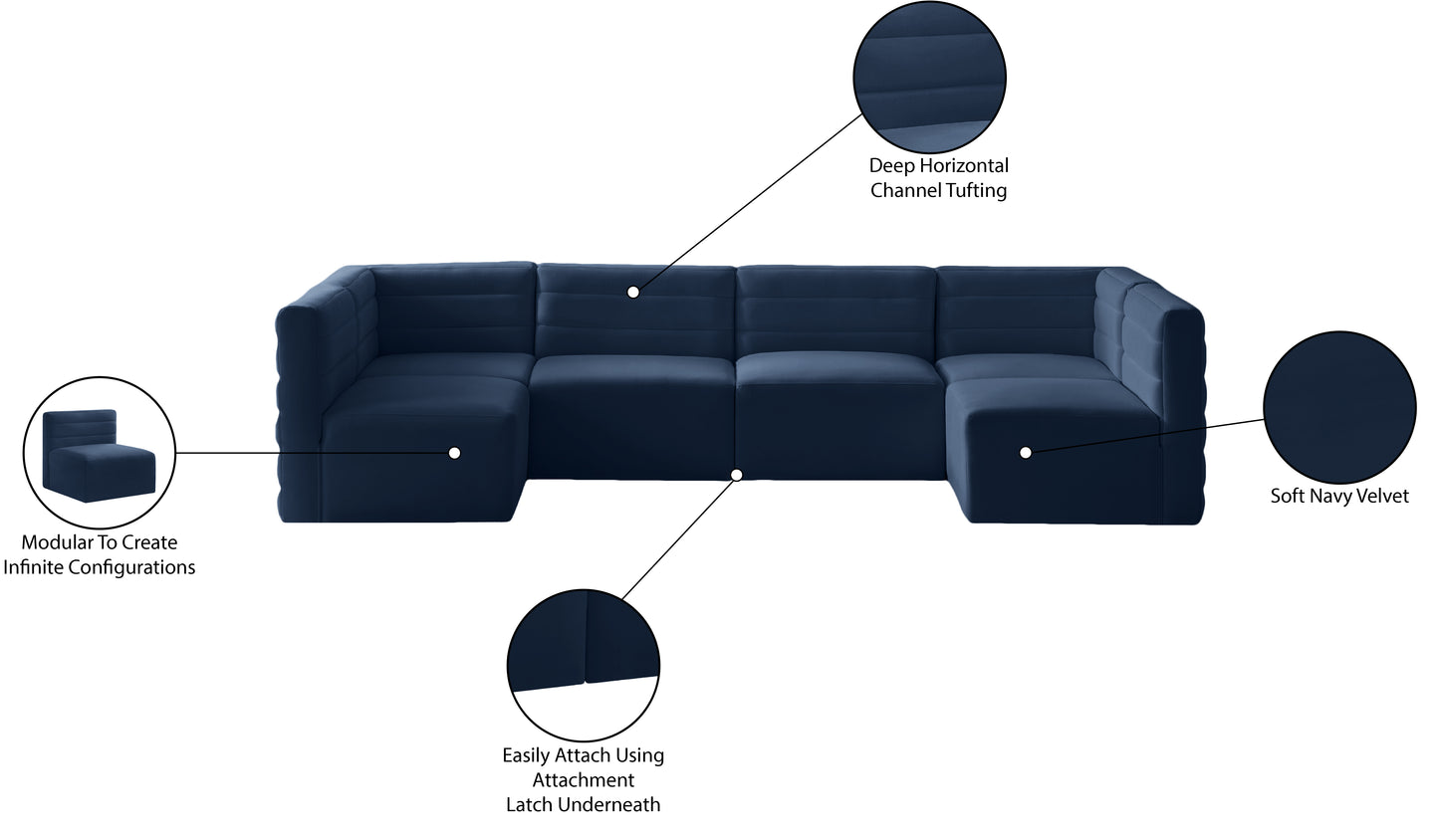 amelia navy velvet modular sectional sec6b