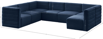 Amelia Navy Velvet Modular Sectional Sec7A