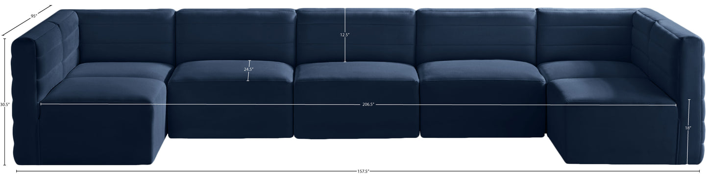 amelia navy velvet modular sectional sec7b