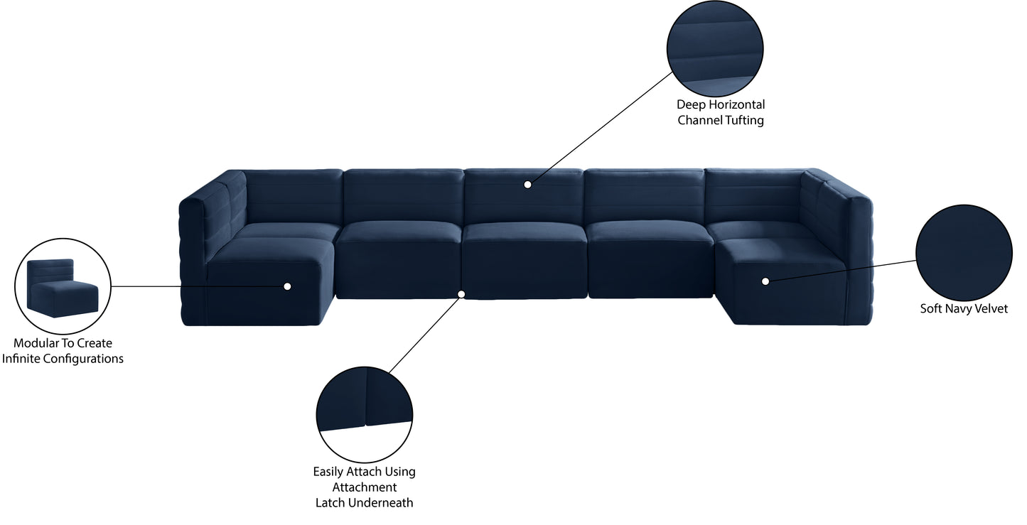 amelia navy velvet modular sectional sec7b