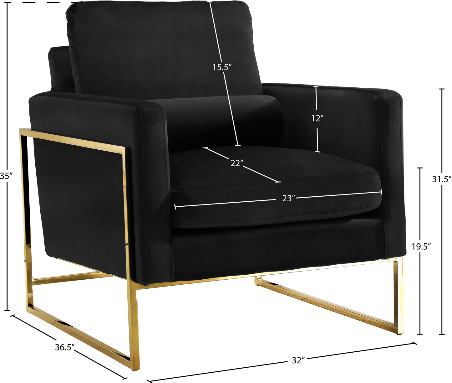 noah black velvet chair c