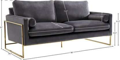 Noah Grey Velvet Sofa S