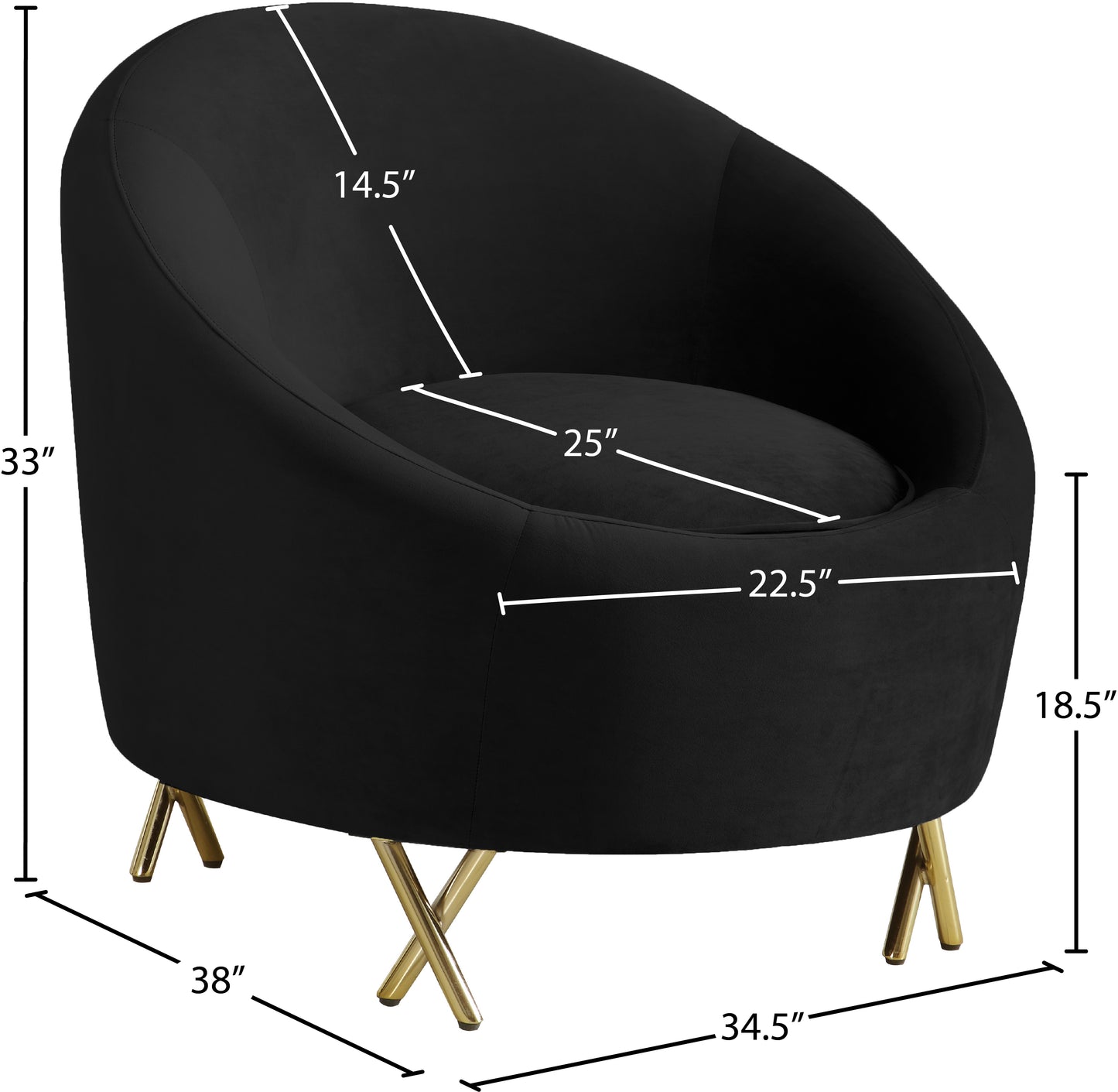 simba black velvet chair c