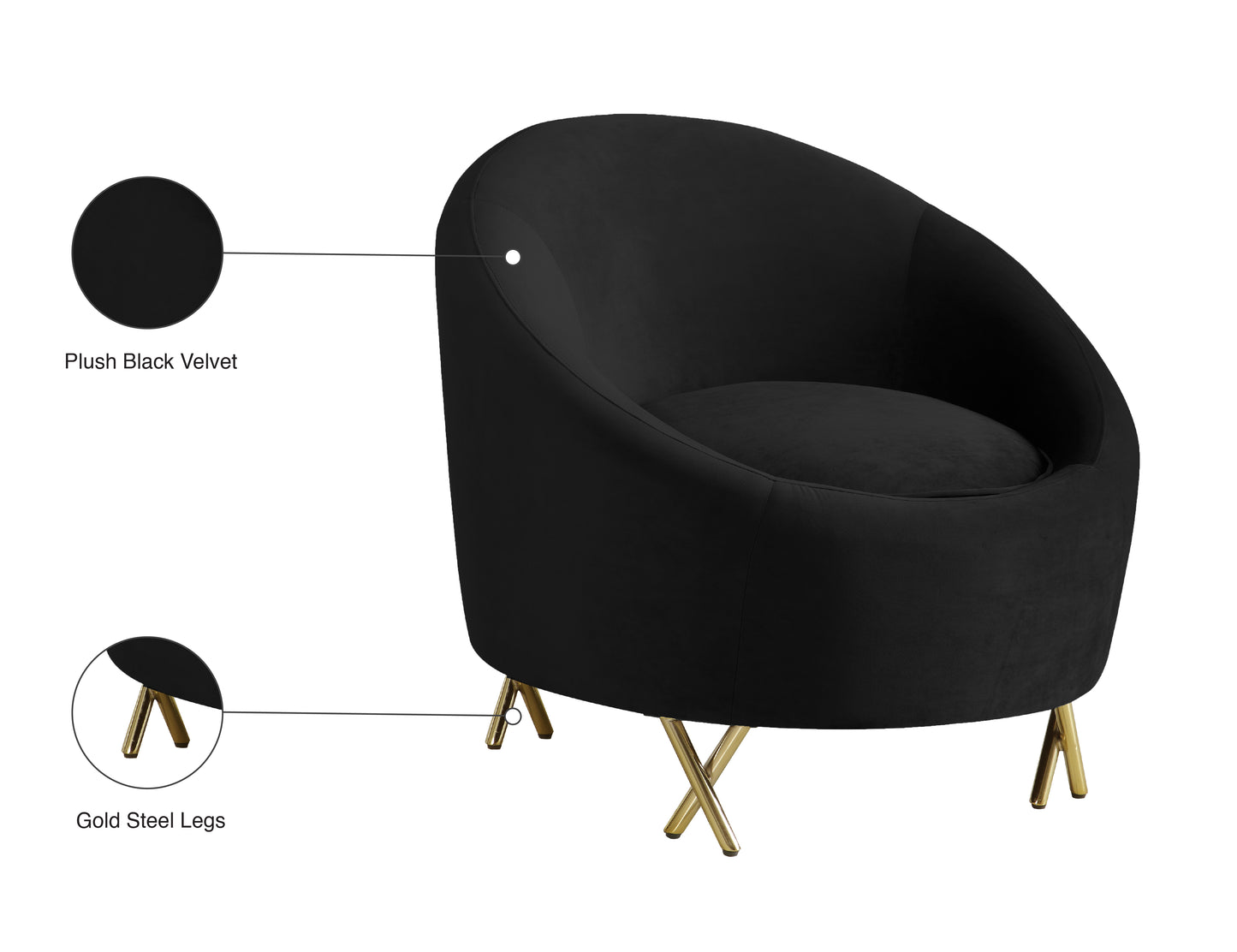 simba black velvet chair c