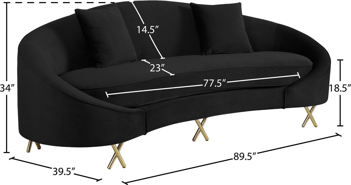 simba black velvet sofa s