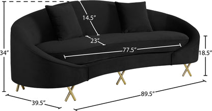 Simba Black Velvet Sofa S