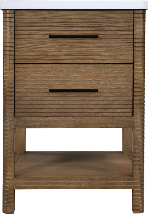 Tessa 24" Brown Engineered Stone And Solid Wood Bathroom Vanity, 1 Piece