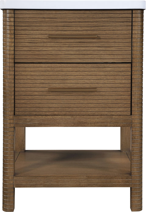 Tessa 24" Brown Engineered Stone And Solid Wood Bathroom Vanity, 1 Piece