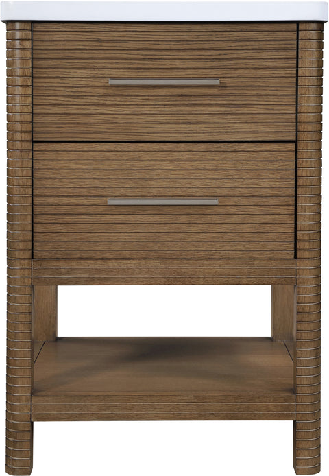 Tessa 24" Brown Engineered Stone And Solid Wood Bathroom Vanity, 1 Piece