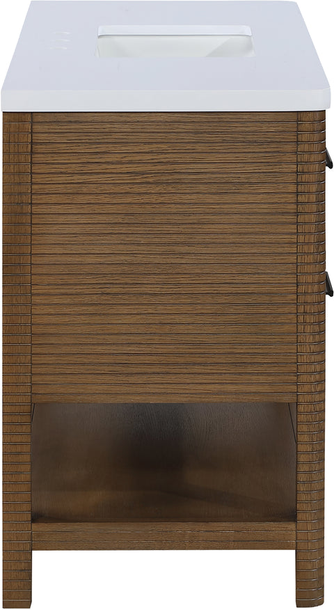 Tessa 48" Brown Engineered Stone And Solid Wood Bathroom Vanity, 1 Piece