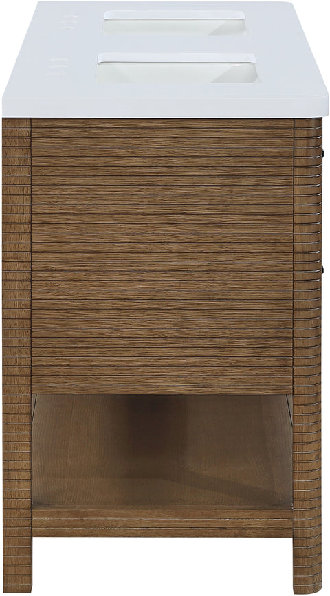 Tessa 60" Brown Engineered Stone And Solid Wood Bathroom Vanity, 1 Piece