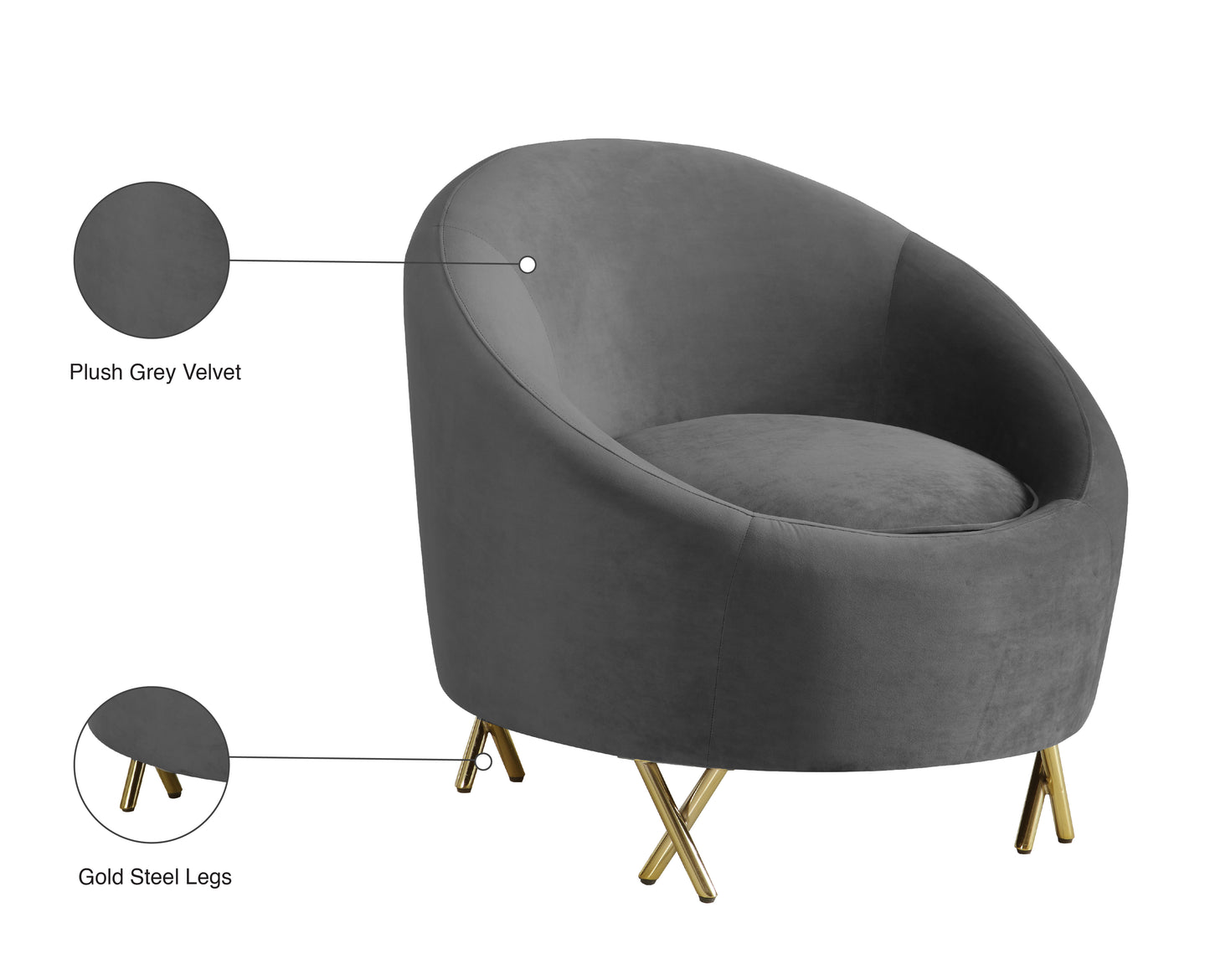 simba grey velvet chair c