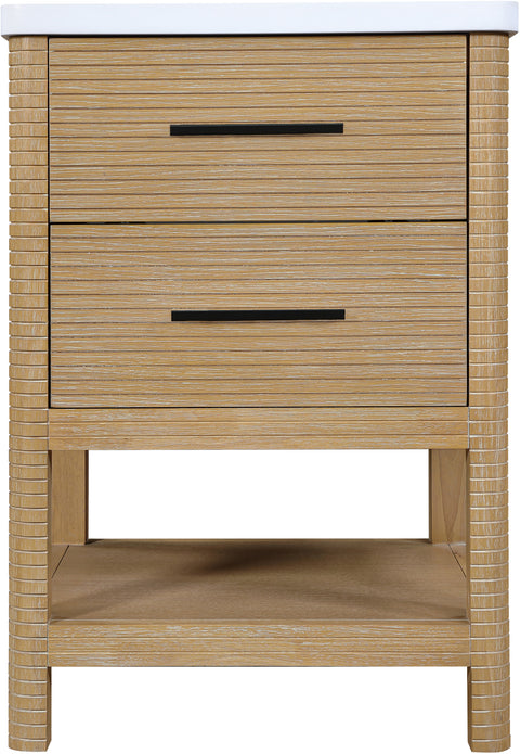 Tessa 24" Natural Engineered Stone And Solid Wood Bathroom Vanity, 1 Piece