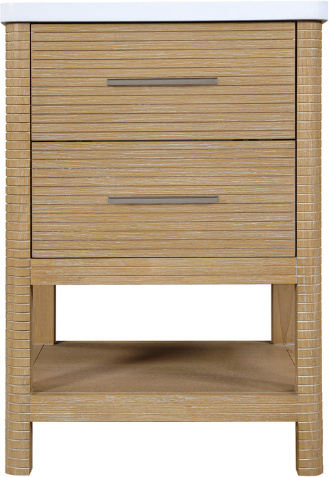 Tessa 24" Natural Engineered Stone And Solid Wood Bathroom Vanity, 1 Piece