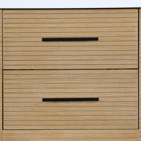 Tessa 24" Natural Engineered Stone And Solid Wood Bathroom Vanity, 1 Piece