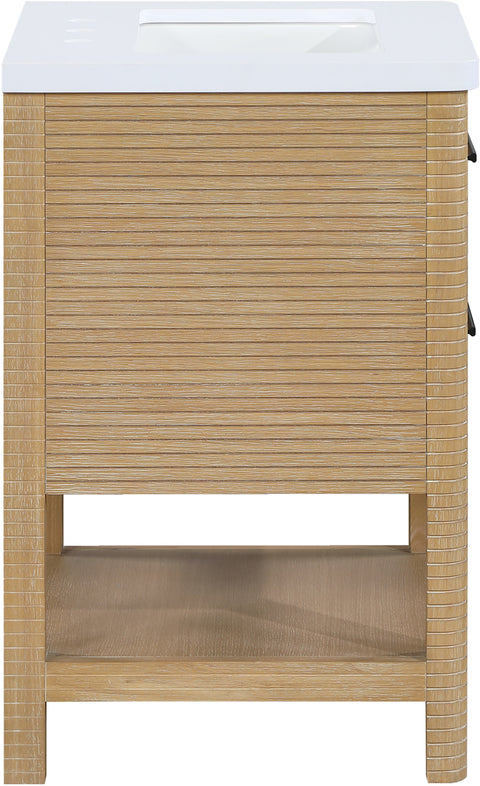 Tessa 24" Natural Engineered Stone And Solid Wood Bathroom Vanity, 1 Piece