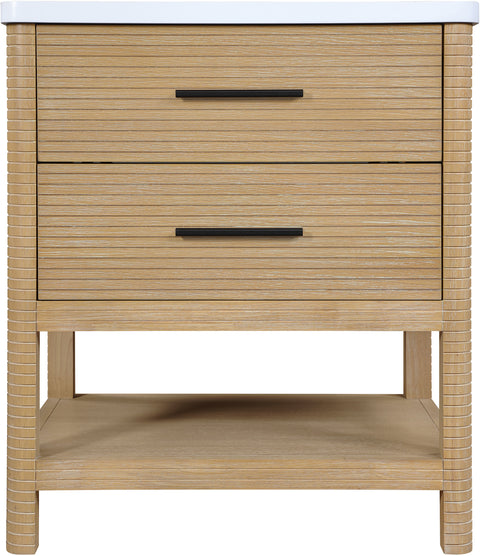 Tessa 30" Natural Engineered Stone And Solid Wood Bathroom Vanity, 1 Piece