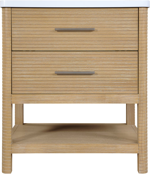 Tessa 30" Natural Engineered Stone And Solid Wood Bathroom Vanity, 1 Piece