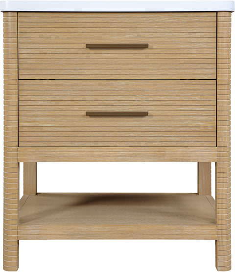 Tessa 30" Natural Engineered Stone And Solid Wood Bathroom Vanity, 1 Piece