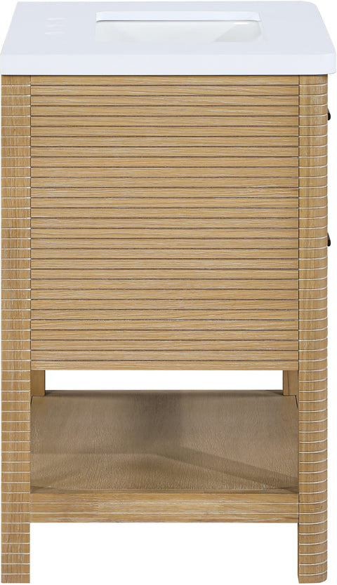 Tessa 30" Natural Engineered Stone And Solid Wood Bathroom Vanity, 1 Piece
