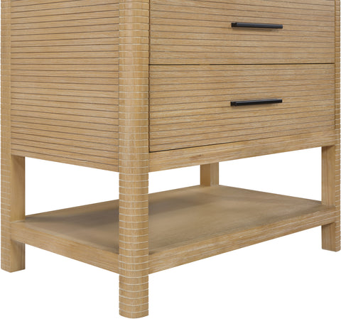 Tessa 36" Natural Engineered Stone And Solid Wood Bathroom Vanity, 1 Piece