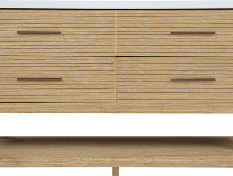 Tessa 60" Natural Engineered Stone And Solid Wood Bathroom Vanity, 1 Piece