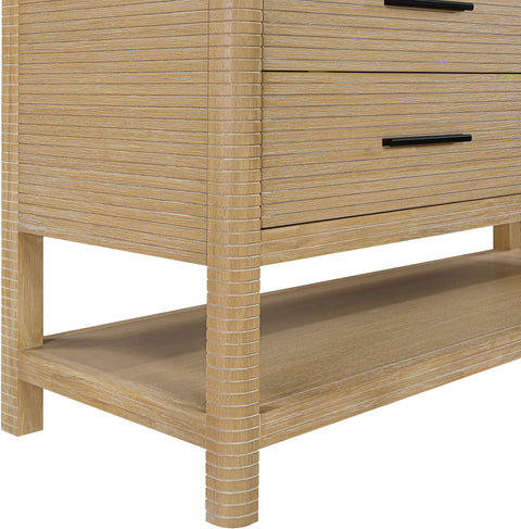 Tessa 60" Natural Engineered Stone And Solid Wood Bathroom Vanity, 1 Piece