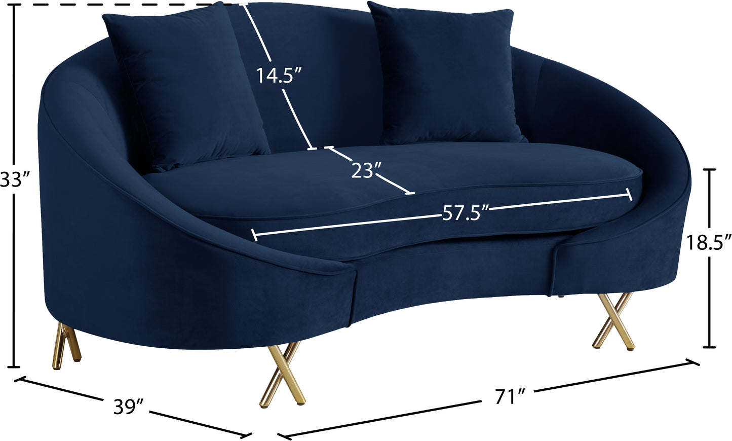 simba navy velvet loveseat l