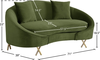 Simba Olive Velvet Loveseat L