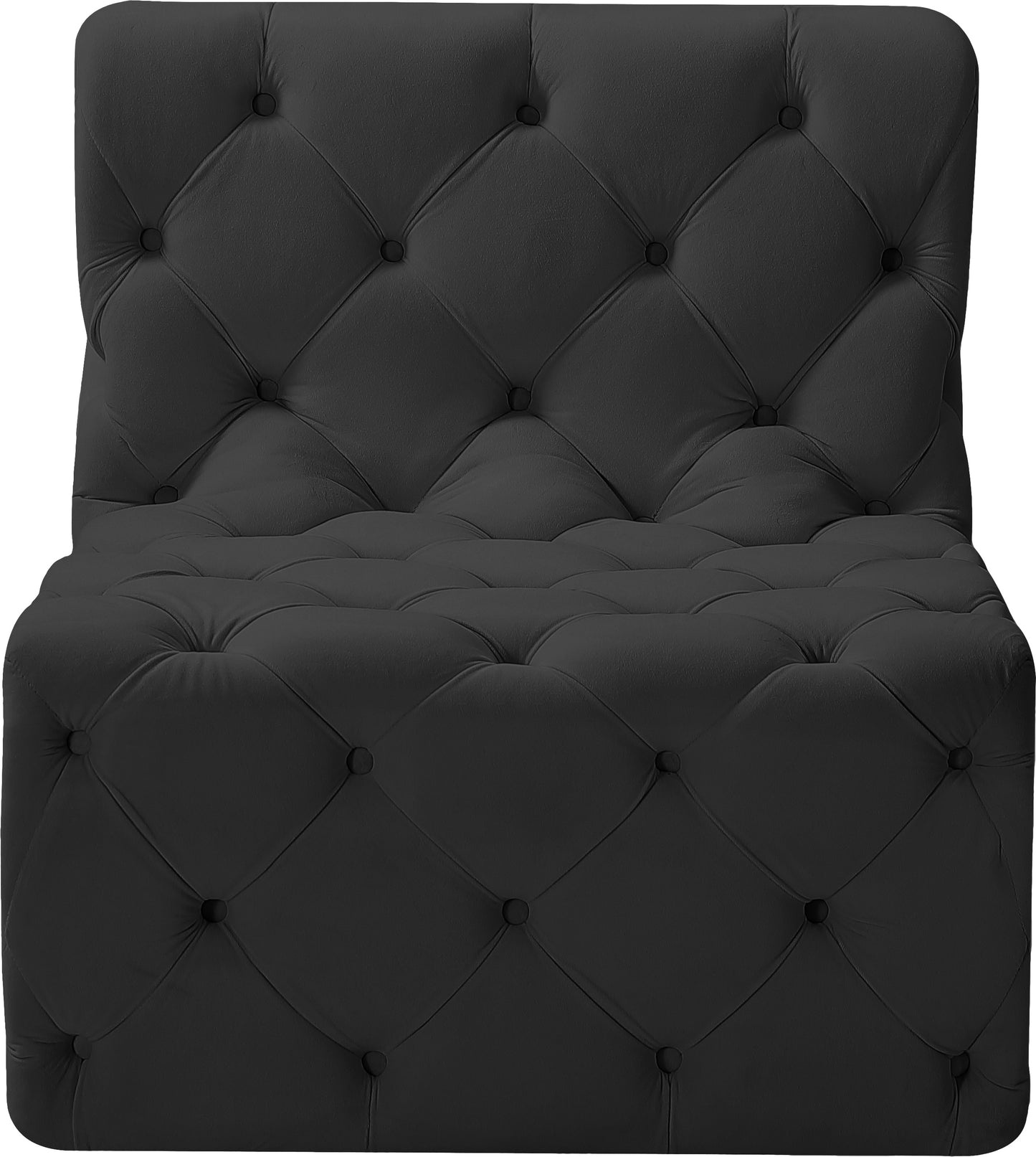 luna black velvet armless chair armless