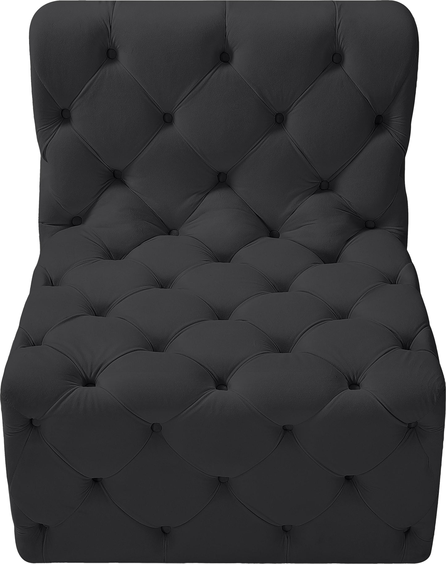 luna black velvet armless chair armless