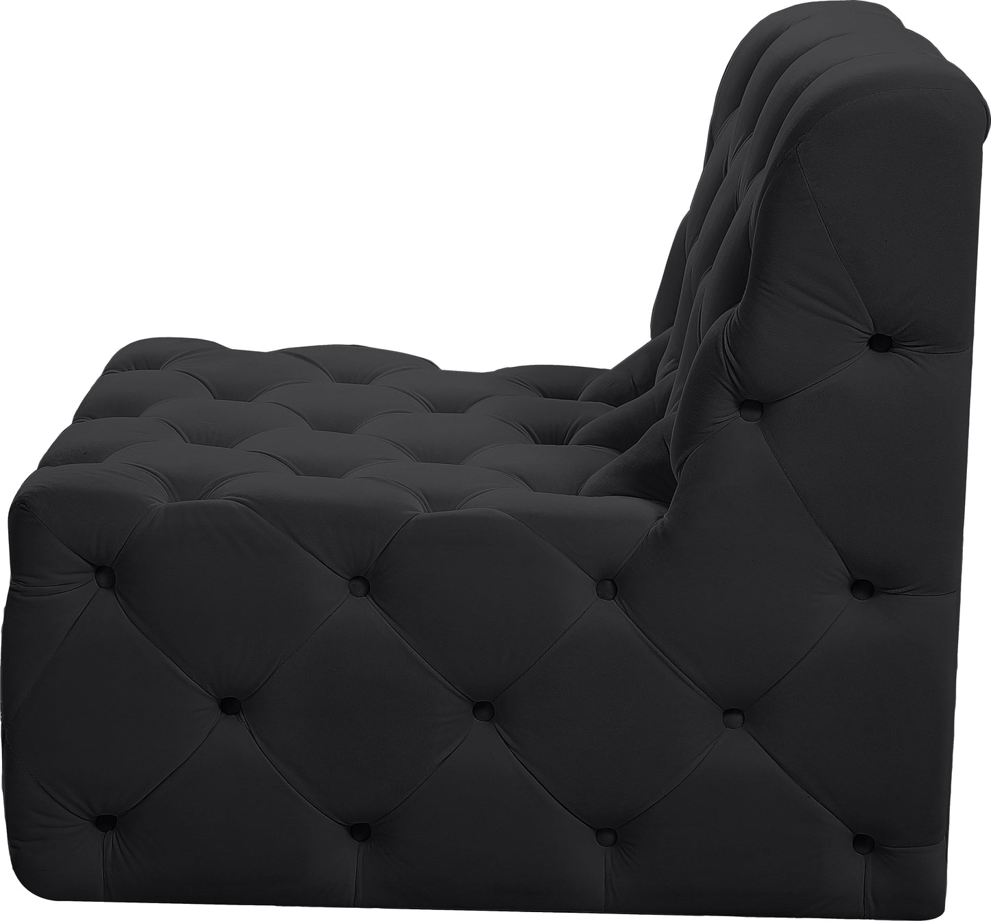 luna black velvet armless chair armless