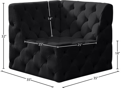 Luna Black Velvet Corner Chair Corner