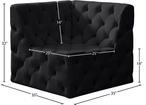 Luna Black Velvet Corner Chair Corner