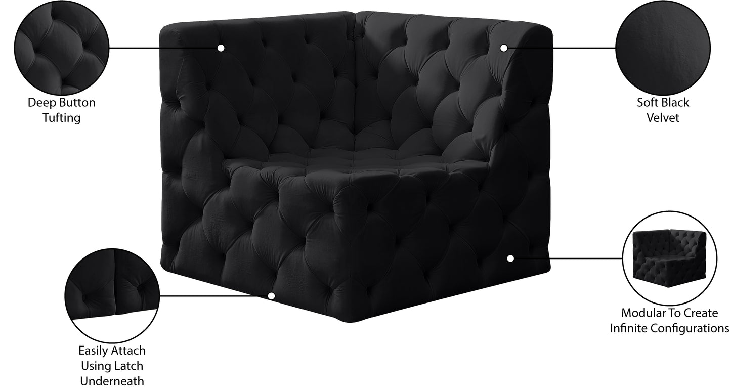 luna black velvet corner chair corner