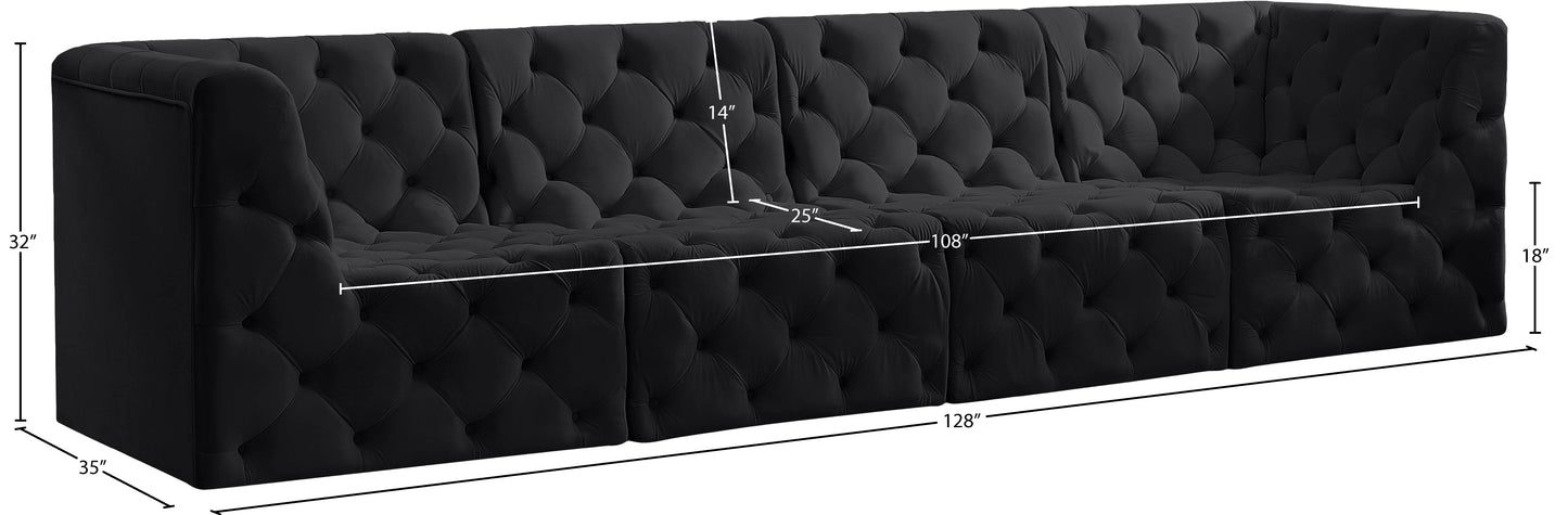 luna black velvet modular sofa s128