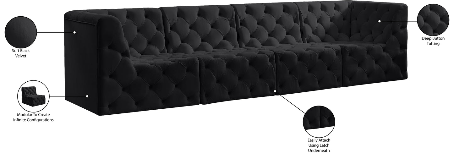 luna black velvet modular sofa s128